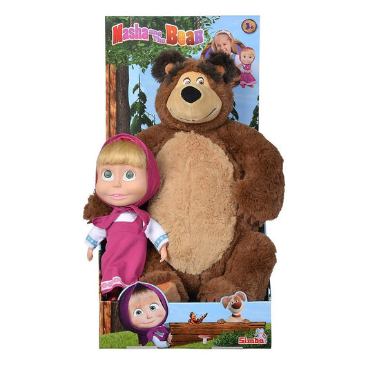 Masha & The Bear 23cm Masha Doll with 43cm Plush Bear Twin Pack