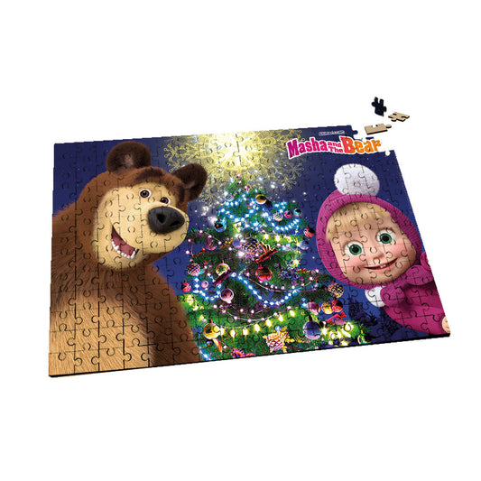 Masha and the Bear - Merry Christmas! 220pc Wooden Jigsaw Puzzle