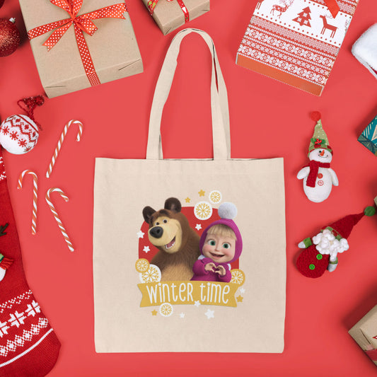 Masha and the Bear - Winter Time Canvas Tote Bag