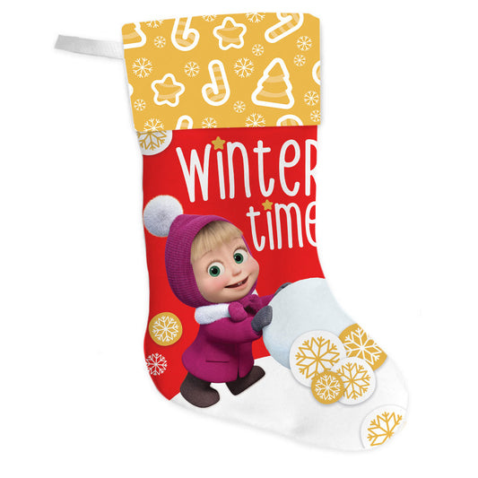 Masha and the Bear - Winter Time Red Christmas Stocking